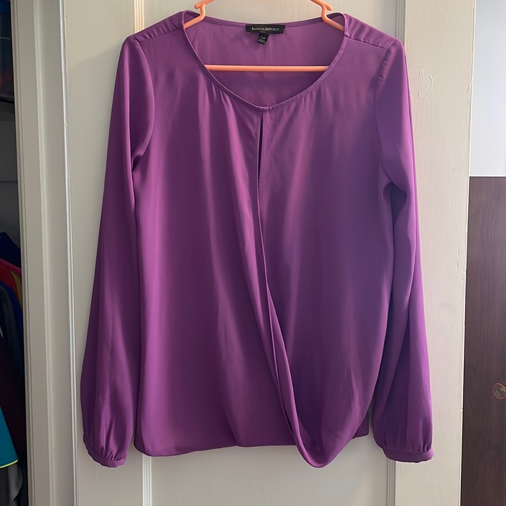 Purple Banana Republic Open Front Blouse